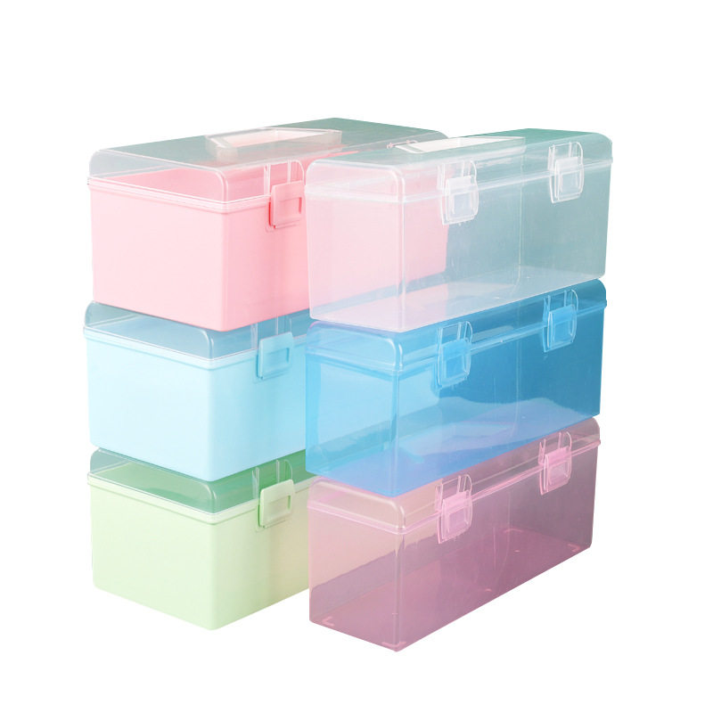 Plastic transparent calligraphy storage box lengthened student portable writing brush portable box art student calligraphy toolbox