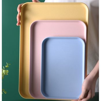 Factory Wholesale Hotel Tray Tea Tray Plastic Household Rectangular Living Room Barbecue Coffee Shop Restaurant Tray