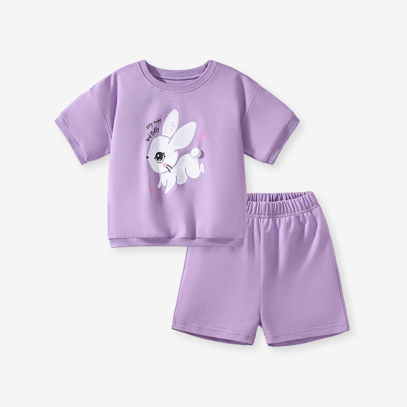 Custom-made Cute Girls' Set, Summer Kids' 2-piece Outfit, Cartoon Cotton Kids' Set