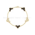 Five-flowered gray mother-of-pearl with diamonds in gold color