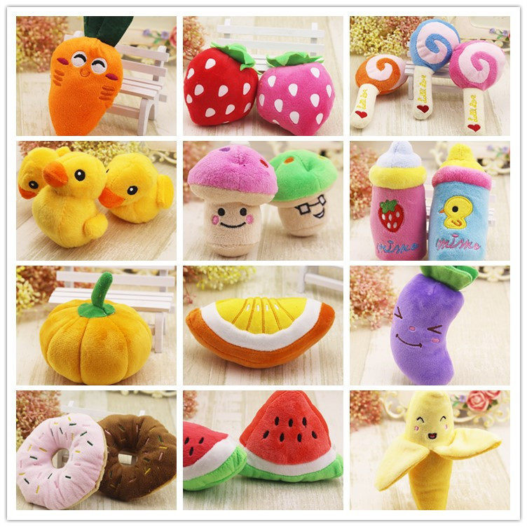 Dog plush sound toy variety of fruit Christmas cartoon animal cat toy pet supplies spot wholesale