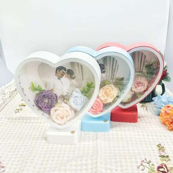 Round Lights Three-dimensional Hollow Dried Flower Photo Frame DIY Handmade Ceremony High-end Table Rose Eternal Flower Creative Cross-border
