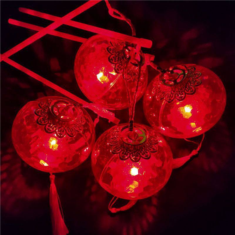 Lantern Festival Satchel Projection Lantern Lantern Crystal Red Lantern Luminous Toy Kidsren's Decoration Spring Festival Stall Small Commodities