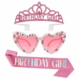 Amazon hot style очки для вечеринки в честь дня рождения, корона королевы, лента, плечевой ремень королевы, набор этикетных ремней для именинницы