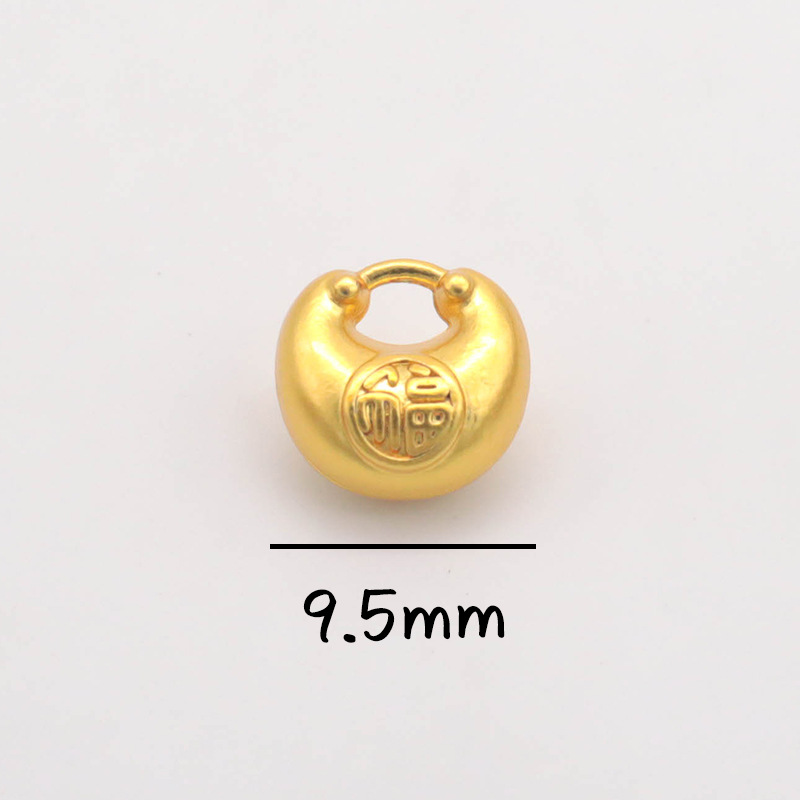 平安喜乐沙金吊坠挂件diy手链手串配件古法金小福牌铃铛串珠配饰