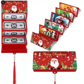 2025 New Cross-Border Santa Claus Dollar 10 Card Slot Red Envelope Christmas Surprise Party Money Box