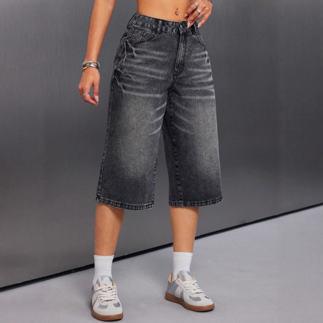 High Waisted Vintage Denim Shorts Stylish Retro Design Comfortable Fit Perfect for Summer Casual Wear Ready to Ship