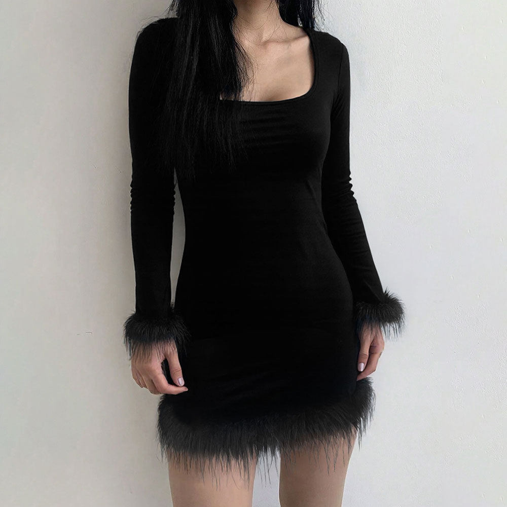 Knit Midi Dress Slim Fit Waist Defining Long Sleeve Soft Cuffs Spring Summer Fashion Wholesale Available