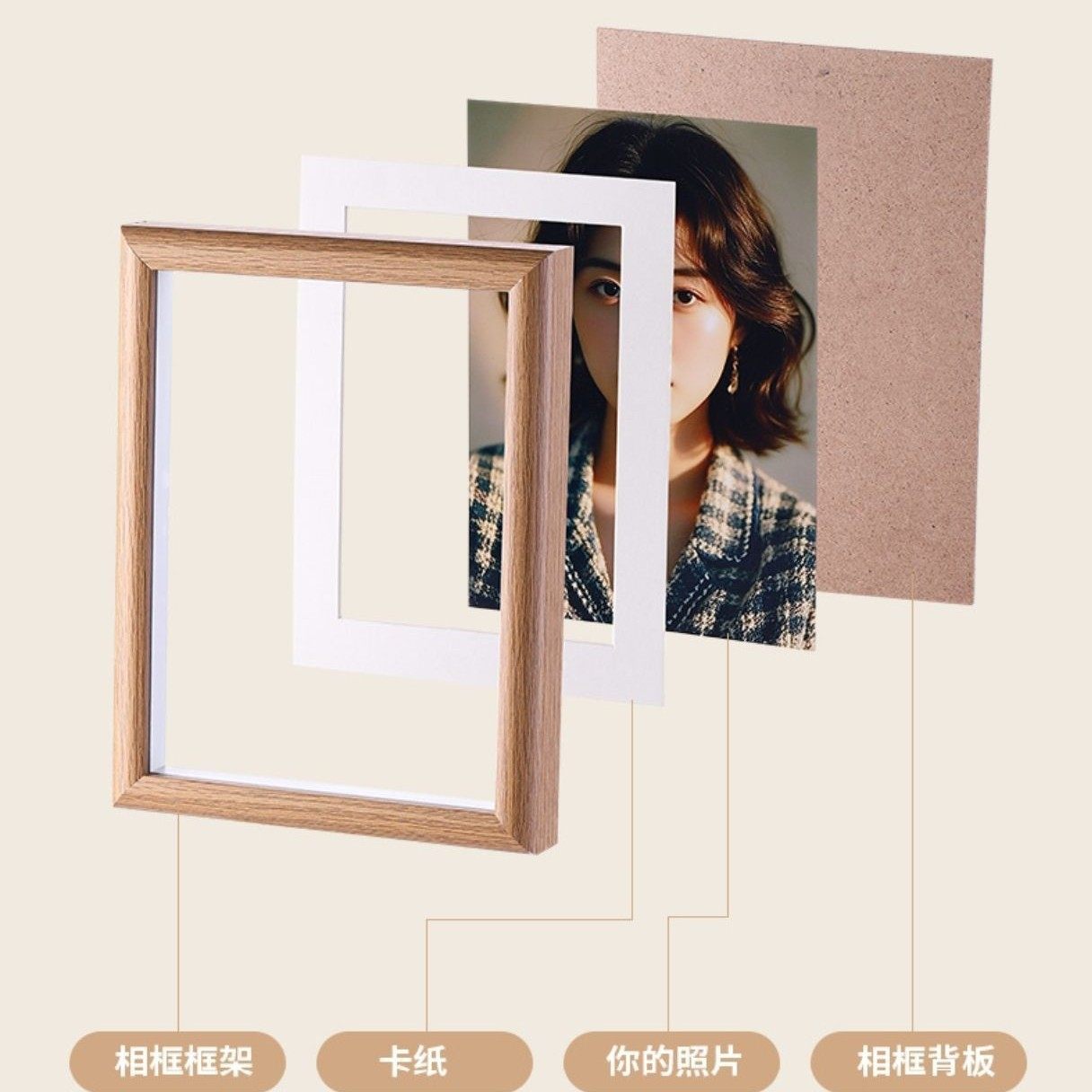 Mini God of Wealth handmade square wooden photo frame square 4-inch square 5-inch square 6-inch walnut small ornaments wholesale