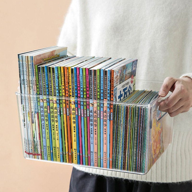 Book Transparent Desktop Cosmetic Mask Organizing Box Acrylic Food Basket Household Kitchen Sundries Storage Box