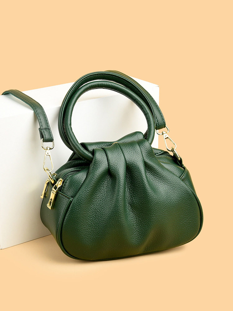 Cross-Border Mom Bag, Simple Middle-Aged Women's Bag, 2025 New Style Women's Double-Layer Small Handbag, Crossbody Soft Leather Women's Small Bag