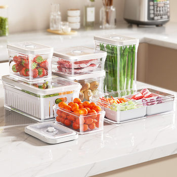 Refrigerator Storage Box, Large-Capacity Household Food-Grade Vacuum-Sealed Storage Box for Fruits and Vegetables