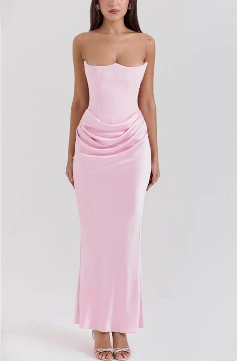 Elegant Strapless Evening Dress Slim Fit Backless Fashionable Design Perfect for Parties and Special Occasions