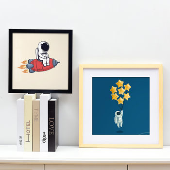 Square solid wood photo frame calligraphy and painting Chinese painting framed picture frame square 7 inch wall hanging table wooden photo frame factory wholesale