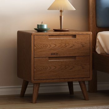 Nordic Solid Wood Bedside Table Simple Modern Fully Assembled Simple Bedroom Storage Cabinet Japanese Style Log Bedside Cabinet