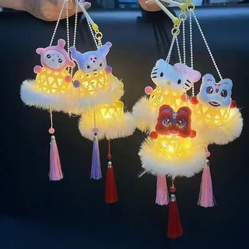 Luminous Bamboo Cartoon Lantern Mid-Autumn Festival Children's Handheld Luminous Toys Handmade Small Gift Scenic Spot Hot Selling Lantern