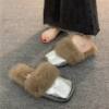 French Style Beautiful Baotou Autumn and Winter Maomao Slippers fleece-lined Women's Outside 2024 Flat New Mueller Lazy People Explosions Going Out