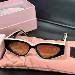 New Style Small-Chanel Inspired Sunglasses 6056 Cat-Eye with Tea Tint Lenses, Narrow Frame Women's Korean Version 24SS Panda Black White Colorway