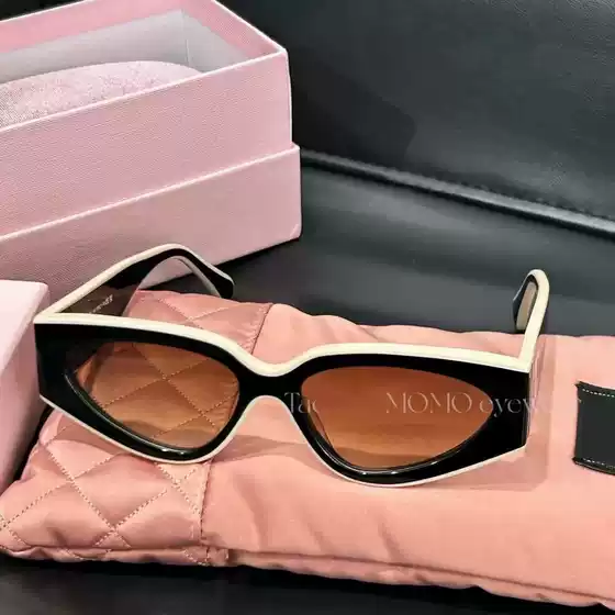 New Style Small-Chanel Inspired Sunglasses 6056 Cat-Eye with Tea Tint Lenses, Narrow Frame Women's Korean Version 24SS Panda Black White Colorway