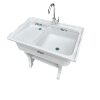 Quartz Stone Laundry Sink Balcony Laundry Station Integrated Marble Basin with Washboard Outdoor Courtyard Sink Pool