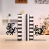 Metal Bookend L-Shaped 2-Piece Set Black Butterfly Flower Vine Iron Desktop Decoration Bookend Office Storage Clip Wholesale