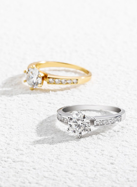 级感ins轻奢D色莫桑钻戒指S925银跨境直播金澳饰品厂家