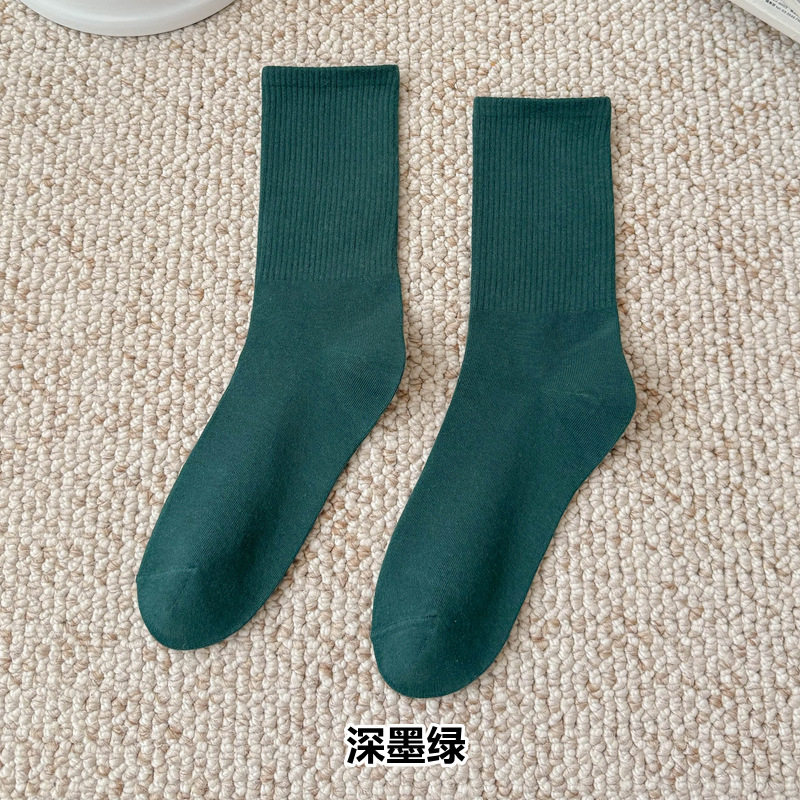 彩色袜子女长筒袜四季款ins潮流糖果色马卡龙中筒袜学生运动棉袜