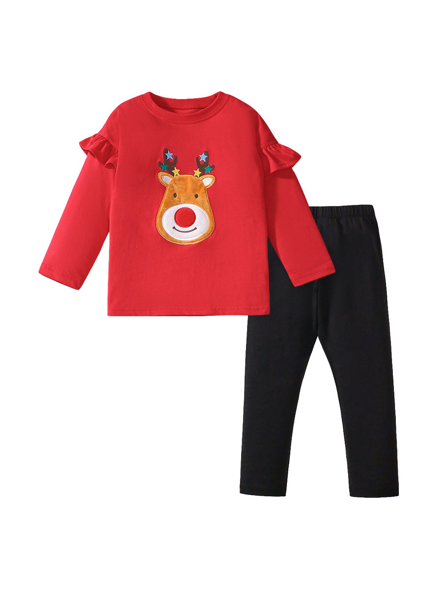 Autumn Girls' T-shirt Set, Cute Applique Kids' Outfit, Toddler & Kids' 2-piece Set