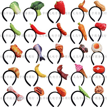 Creative Fun Fabric Simulation Food Hair Hoop Spareribs Roast Sausage Internet Celebrous Live Hair Card Student Personality Funny Hair Accessories