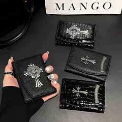 Advanced New Dark Cross Card Holder Coin Purse with Multiple Card Slots and Large Capacity Id Universal Leather for Men and Women