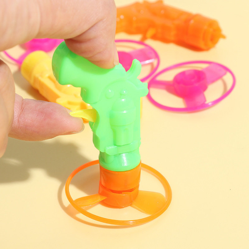 Torsion Gyro Creative Children Pistol Gyro Launching Rotating Small Gyro Rotating UFO Gyro Children's Toys