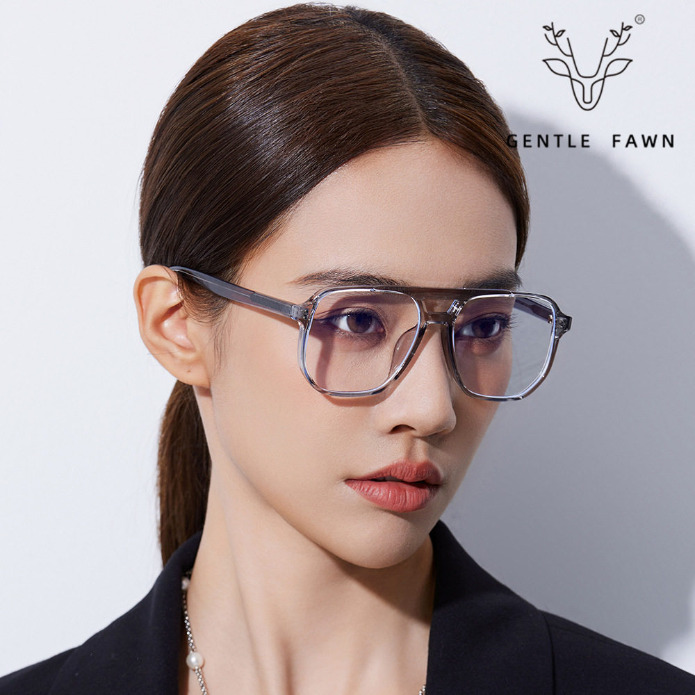 K9024 New Box Double Beam Large Frame Anti-Blue Light Flat Glasses Frame Men's Fashionable All-Match Myopia Frame Women