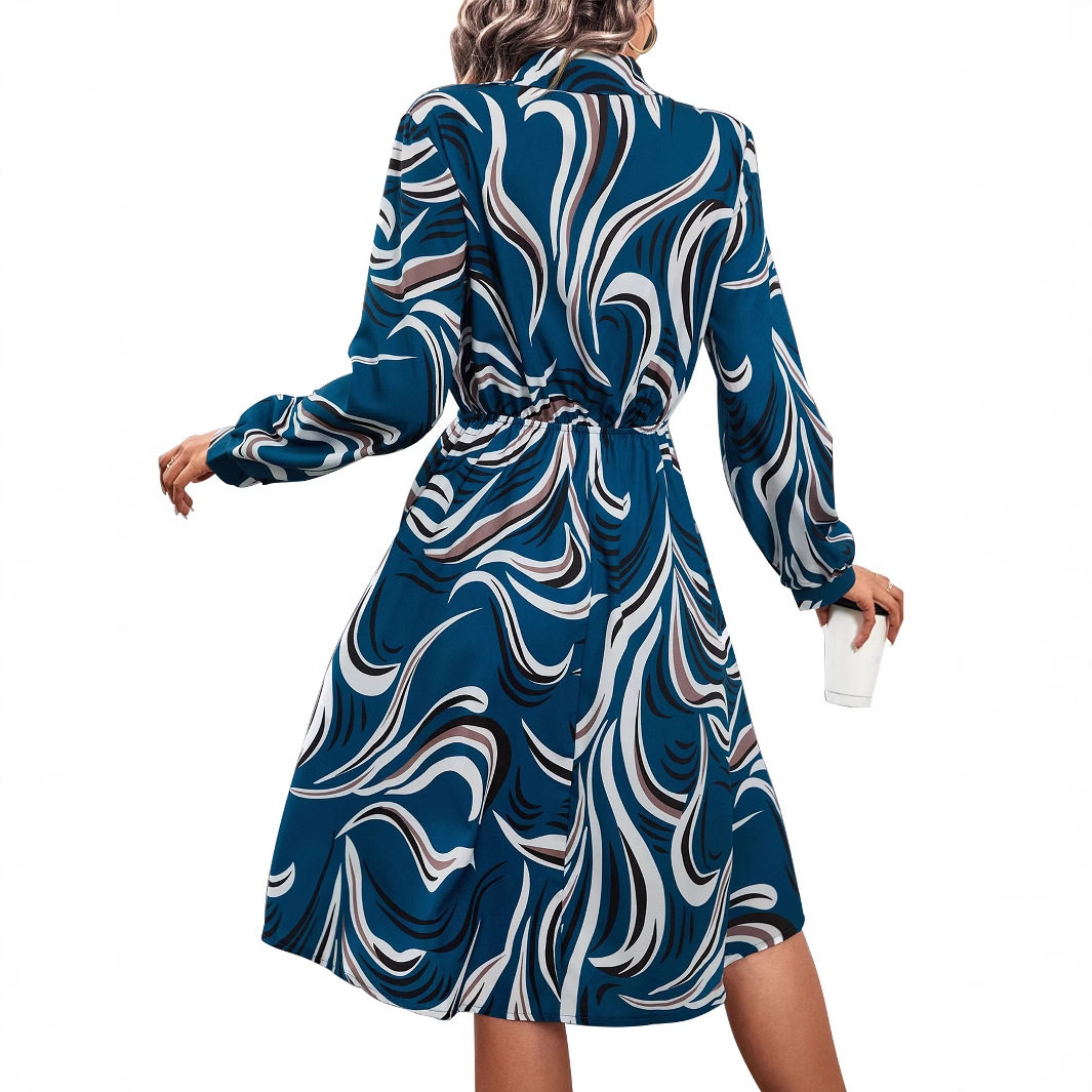 Fashionable Autumn Floral Print Irregular Dress Womens European Style Perfect for Casual Outings Wholesale Available