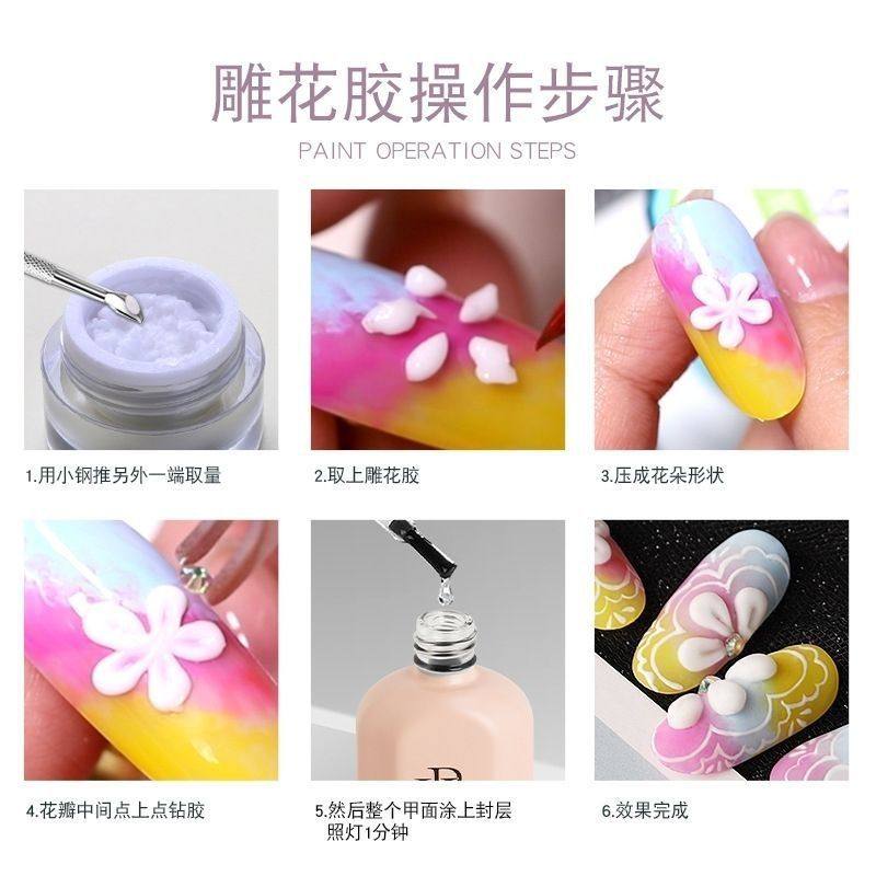 New Satin Glossy Carved Gel Soft Candy Gel Texture Ice Flower Style Non-Washable Canned Nail Gel Candlelight Color Carved Gel