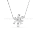Bow water drop white gold necklace