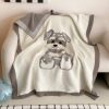 Super soft half velvet cartoon dog blanket yarn-dyed jacquard office warm nap blanket bedroom sofa blanket four seasons