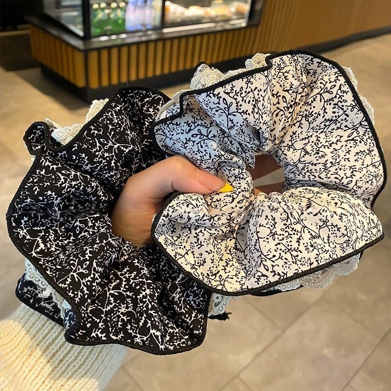 Korean Floral Lace Hair Band for Women, High-End Ball Head, Double-Layer Large Hair Accessories, Hair Rope Manufacturer Wholesale