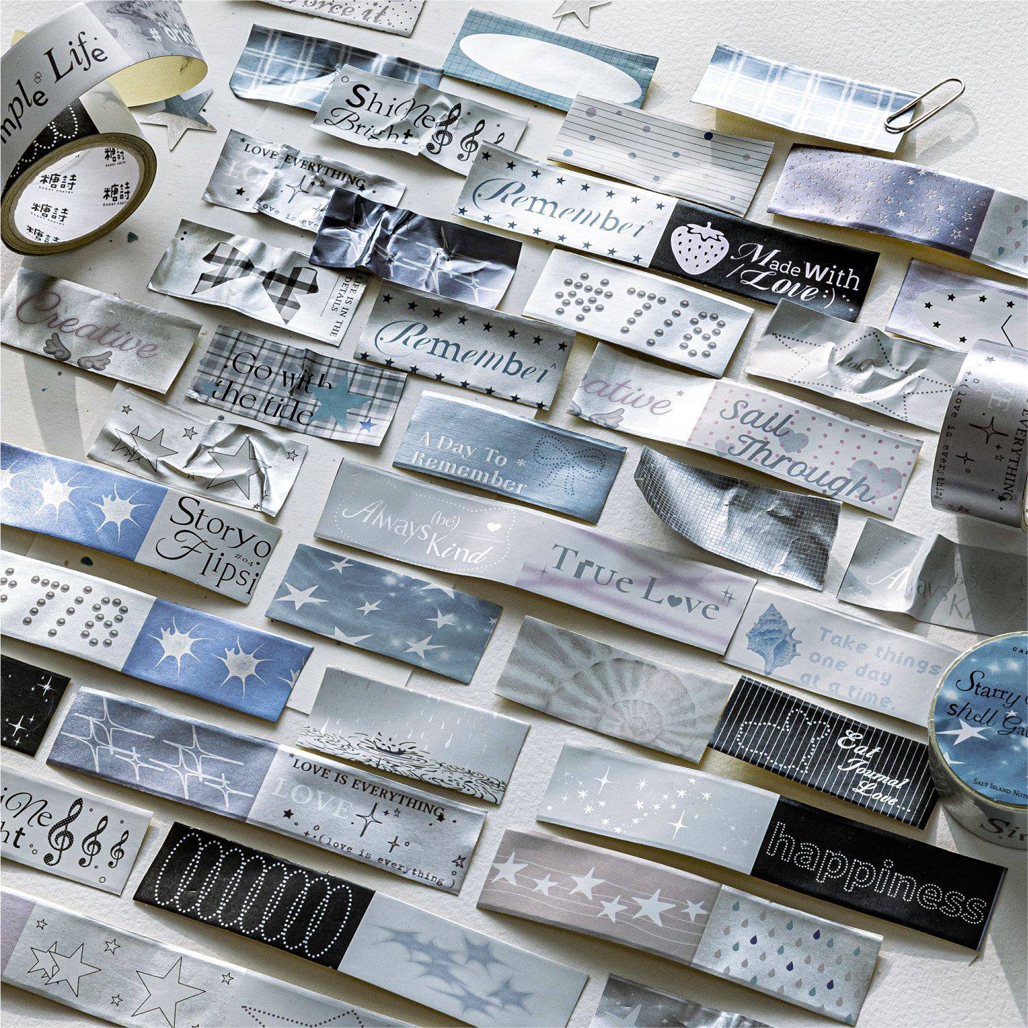 Sugar Poetry Frosted Silver Tape Salt Island Series Korean Style Ins Style Versatile Material Children's Journal DIY Collage