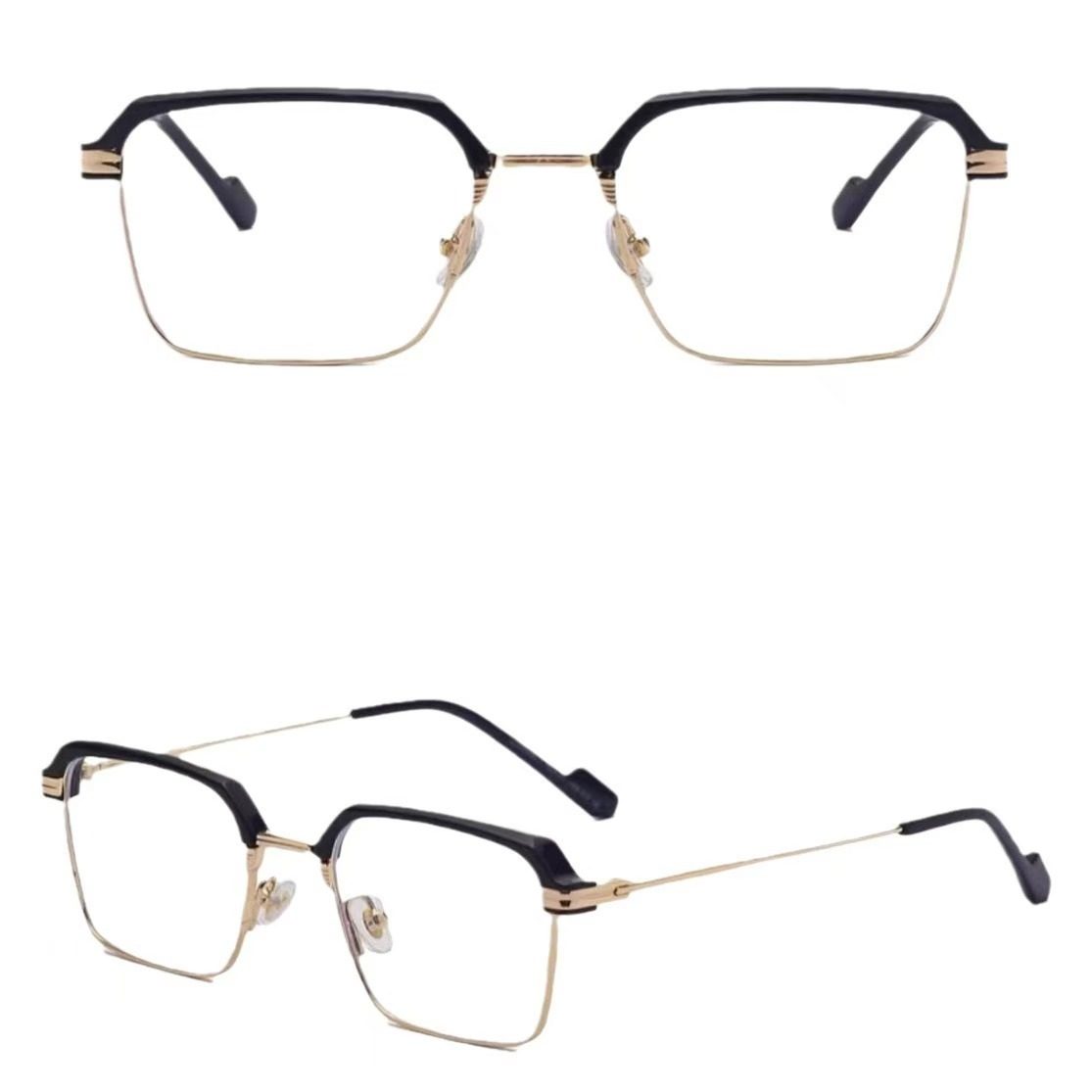 Eyebrow Line Half-Frame Color-Changing Glasses Anti-Blue Light Myopia Glasses Men's High-Value Glasses Frame High-Sense Flat Glasses for Women