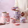 Sanrio Ceramic Fresh-keeping Bowl suit Three-piece Set Cartoon Cute Sealed Lid Large Capacity High Color Value Lunch Box New
