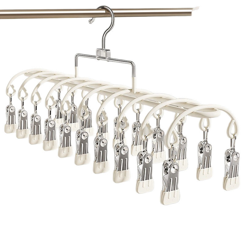 Factory Multi-Clip Sock Drying Rack Stainless Steel Balcony Drying Underwear Windproof Household Clothes Hanger Baby Sock Clip