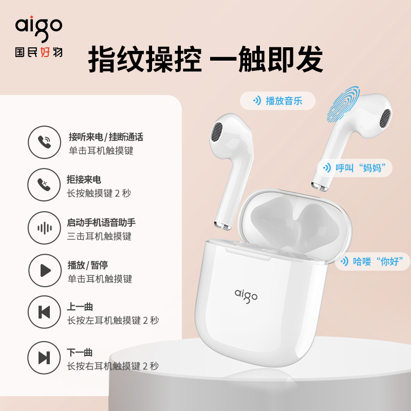 Aigo/爱国者 T18  蓝牙耳机 真无线游戏运动无延迟耳机 - 图0