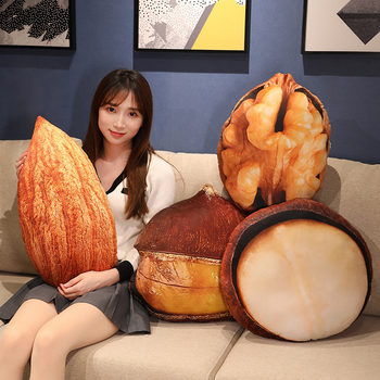 Simulation printing nut pillow peanut pistachio doll home nap pillow lumbar pillow plush toy wholesale
