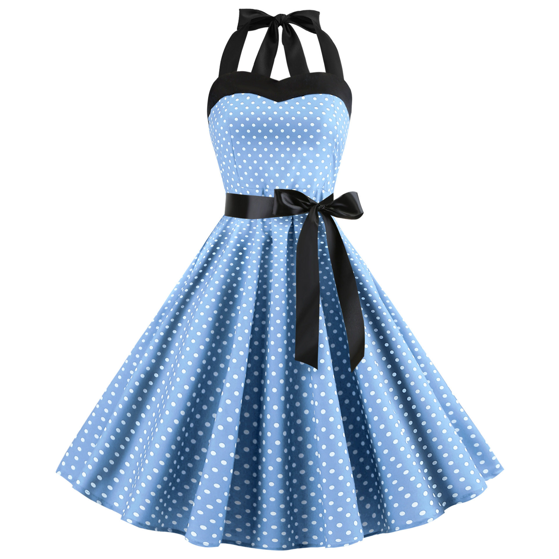 Polka Dot Maxi Dress Strapless Fitted Waist Vintage Style Perfect for Parties and Events Wholesale Available