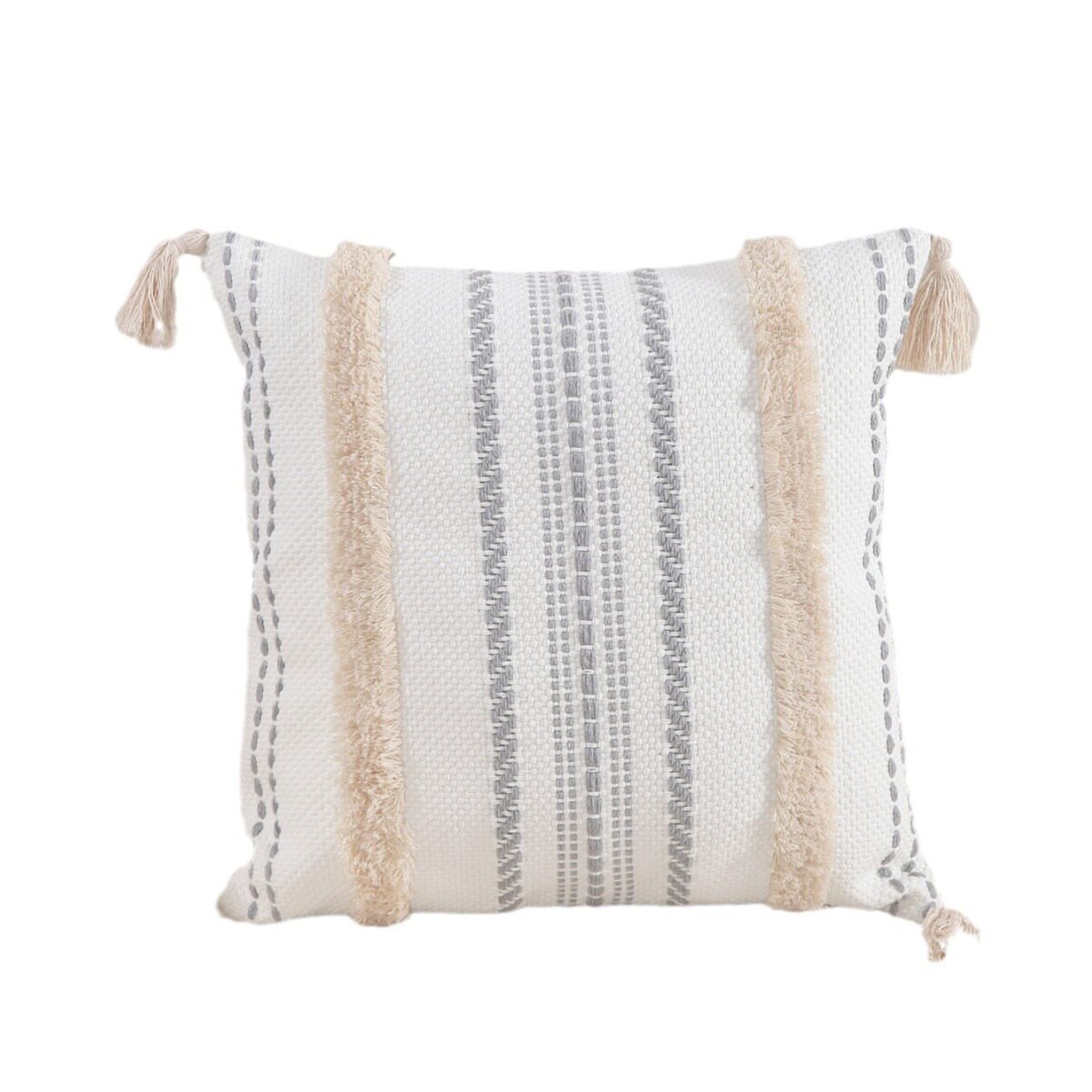 New Cotton Gauze Jacquard Tufted Tassel Pillow Case Office Lumbar Pillow Home Sofa Bedside Cushion Wholesale