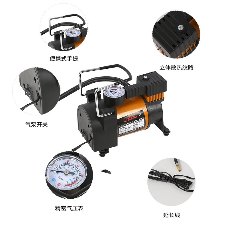 Large 30-Cylinder Portable Electric Tire Inflator Pump for Cars, Single-Cylinder Multifunctional Air Pump for Vehicles