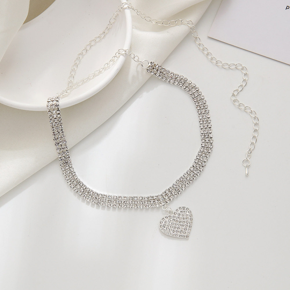 Cross-border personality collar trend fashion all-match love necklace ladies sweet choker diamond necklace jewelry tide