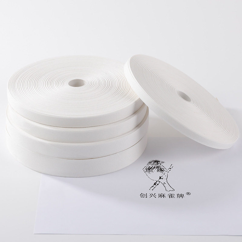 1cm wide white cotton trademark webbing edging cotton belt horizontal cotton webbing without fluorescent agent cotton webbing