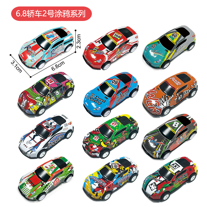 跨境迷你合金赛车铁皮车儿童回力赛车多款式仿真卡通小汽车批发