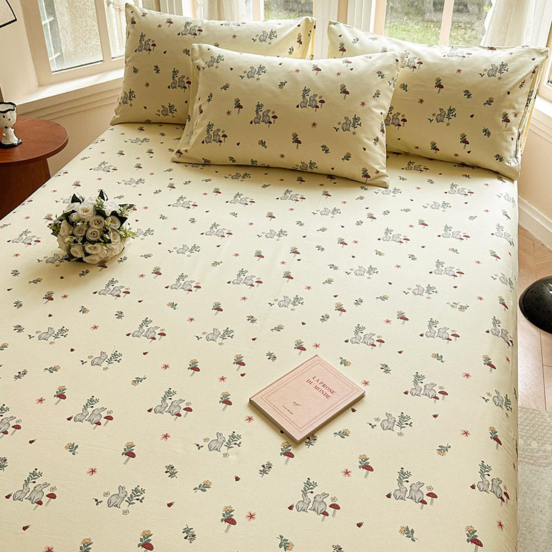 Flower Rabbit [純綿の古い粗い布、快適で通気性のある]